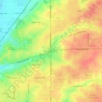 Samuelson Corners topographic map, elevation, terrain
