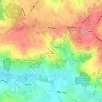 Boigneberg topographic map, elevation, terrain