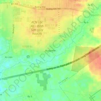 Bưng Môn topographic map, elevation, terrain