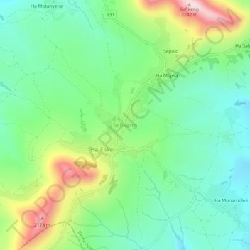 Sefikeng topographic map, elevation, terrain