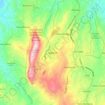 Archanes topographic map, elevation, terrain