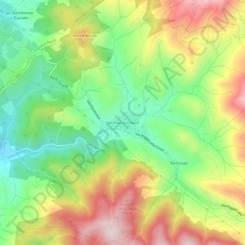San Polo in Chianti topographic map, elevation, terrain