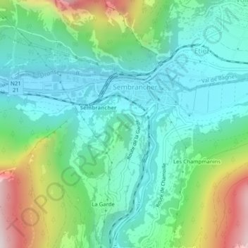 St-Jean topographic map, elevation, terrain