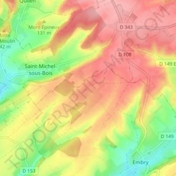 Saint-Wandrille topographic map, elevation, terrain