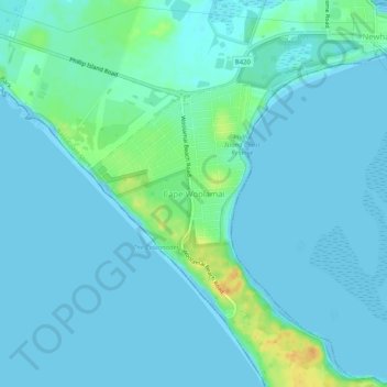 Cape Woolamai topographic map, elevation, terrain