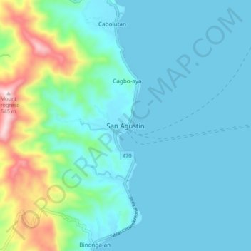 San Agustin topographic map, elevation, terrain
