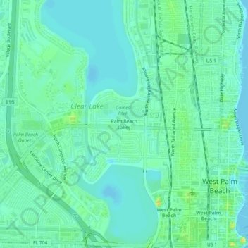 Palm Beach Lakes topographic map, elevation, terrain