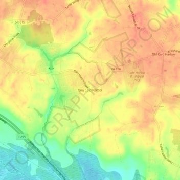 New Cold Harbor topographic map, elevation, terrain