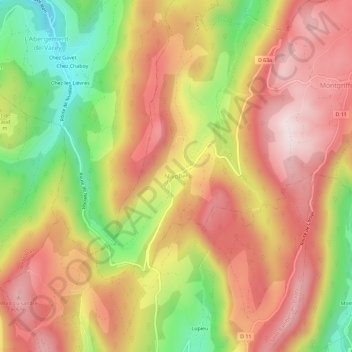 Nivollet topographic map, elevation, terrain