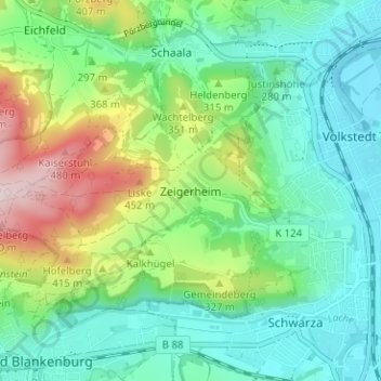 Zeigerheim topographic map, elevation, terrain