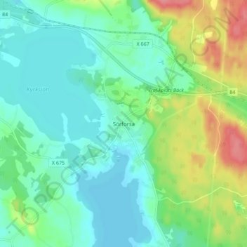 Sörforsa topographic map, elevation, terrain
