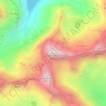 Saumspitze topographic map, elevation, terrain