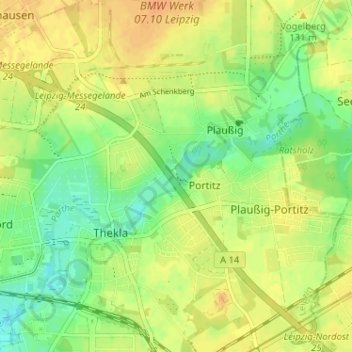 Portitzmühle topographic map, elevation, terrain