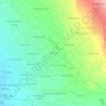 Gakoe topographic map, elevation, terrain