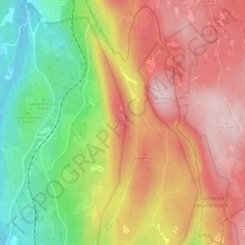 Barlindåsen topographic map, elevation, terrain