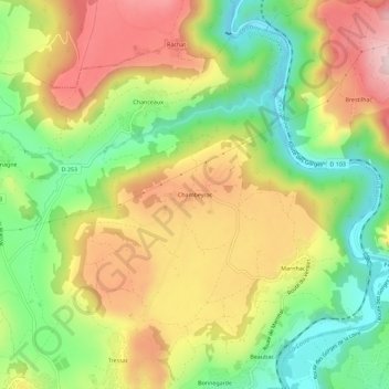 Chambeyrac topographic map, elevation, terrain