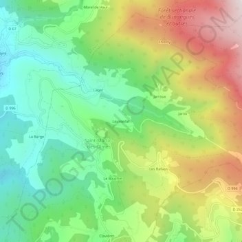 Laussedat topographic map, elevation, terrain