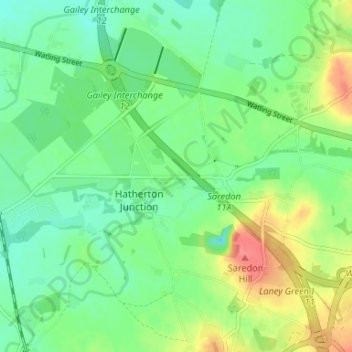 Calf Heath topographic map, elevation, terrain
