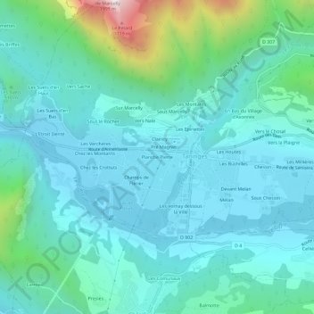 Planche Pierre topographic map, elevation, terrain
