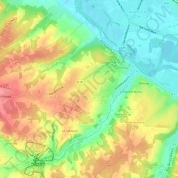 Les Rues de Chèvres topographic map, elevation, terrain