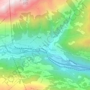 Valle topographic map, elevation, terrain