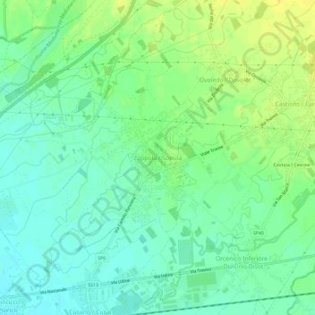 Zoppola topographic map, elevation, terrain