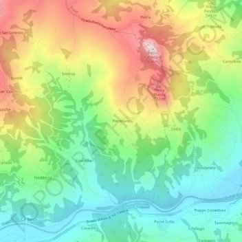 Parcellara topographic map, elevation, terrain