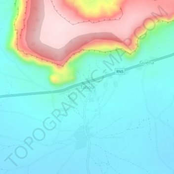 Tabou topographic map, elevation, terrain
