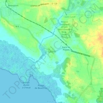 Gaschet topographic map, elevation, terrain