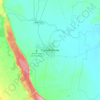 Ciudad Mante topographic map, elevation, terrain