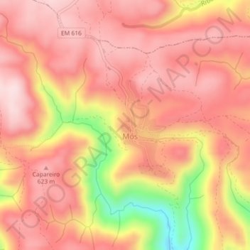 Castelo de Mós topographic map, elevation, terrain