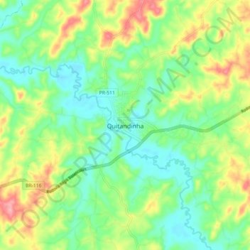 Quitandinha topographic map, elevation, terrain