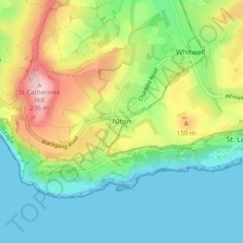 Niton topographic map, elevation, terrain