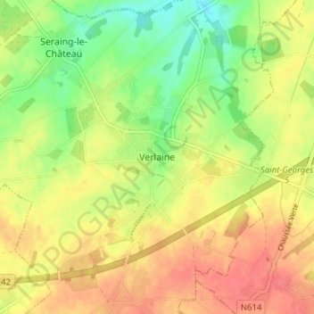 Verlaine topographic map, elevation, terrain