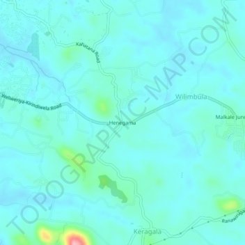 Henegama topographic map, elevation, terrain