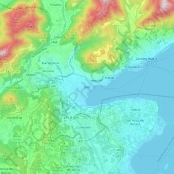 Salò topographic map, elevation, terrain