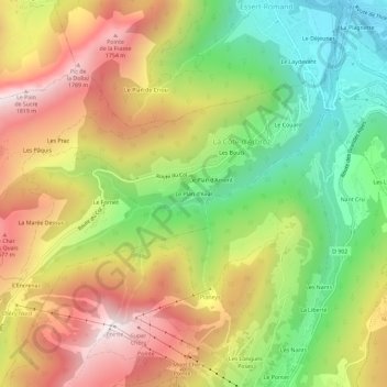 Le Plan d'Aval topographic map, elevation, terrain