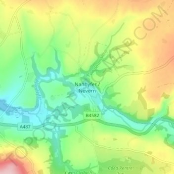 Nevern topographic map, elevation, terrain