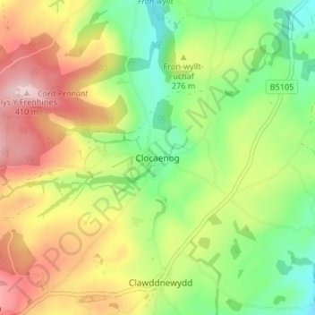 Clocaenog topographic map, elevation, terrain