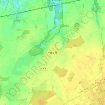 Wedel topographic map, elevation, terrain