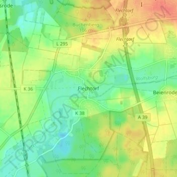 Flechtorf topographic map, elevation, terrain