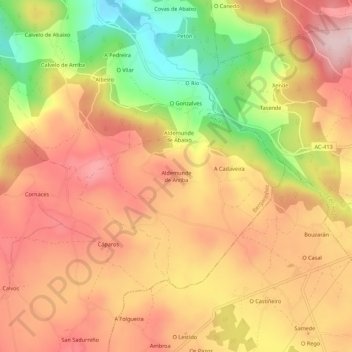 Aldemunde de Arriba topographic map, elevation, terrain