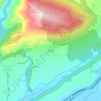 Cobrana topographic map, elevation, terrain