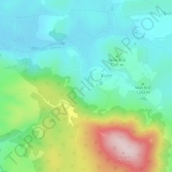 Mlakva topographic map, elevation, terrain