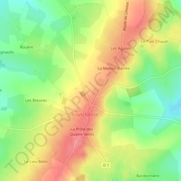 Domaine Neuf topographic map, elevation, terrain