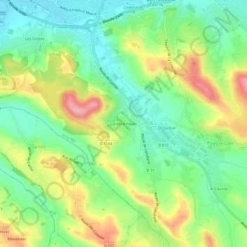 La Vène topographic map, elevation, terrain