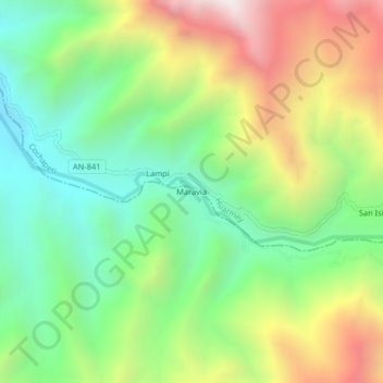 Maravia topographic map, elevation, terrain