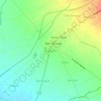 Nagkaysa topographic map, elevation, terrain