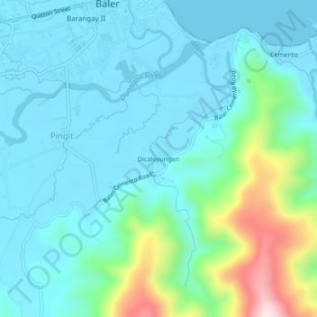 Dicaloyungan topographic map, elevation, terrain