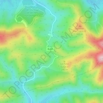 Col du Gambet topographic map, elevation, terrain